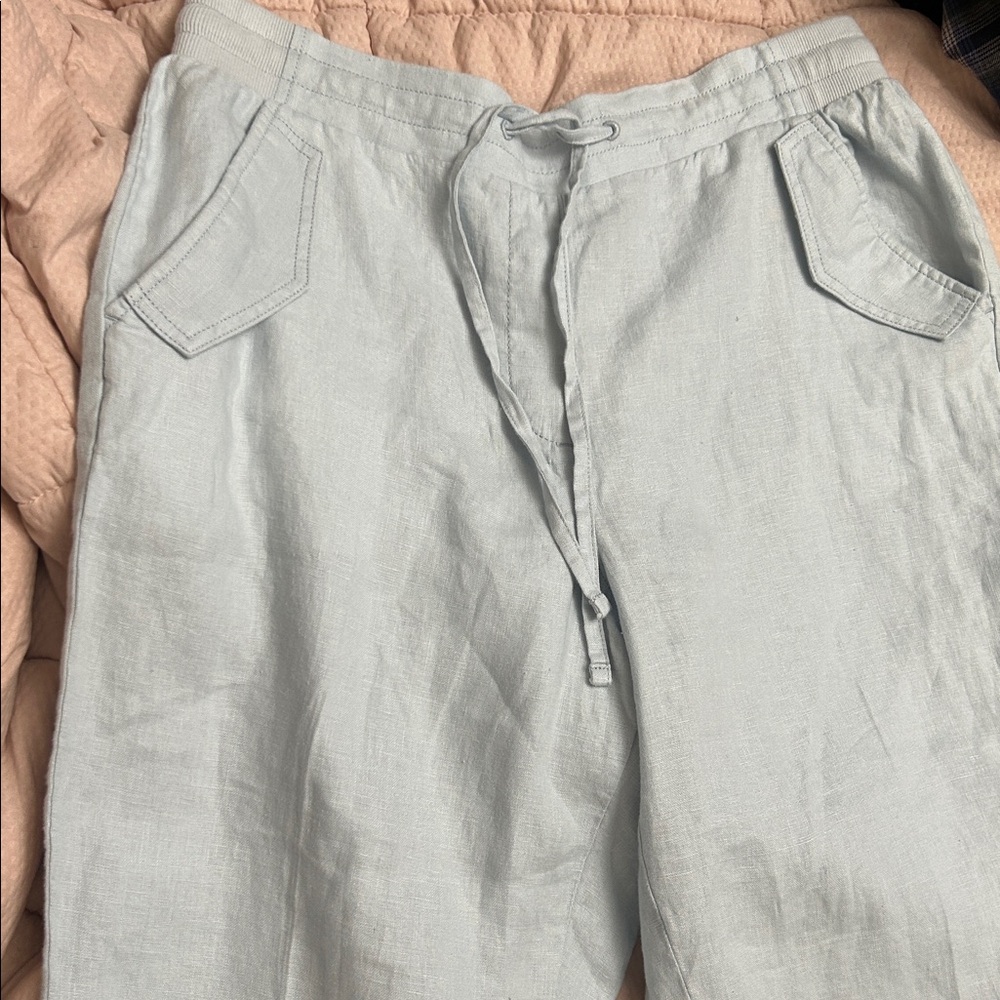 Talbots Baby Blue Linen Trousers - Picture 3 of 7
